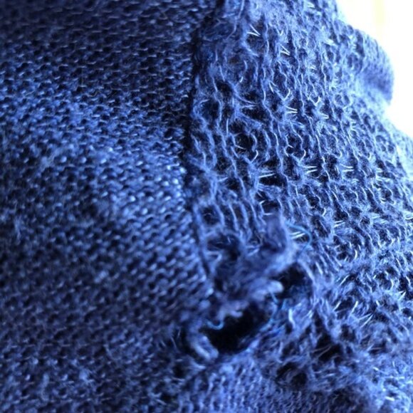 Absolutely Open Weave Sheer Knit Cerulean Blue Sweater Medium - Picture 5 of 6